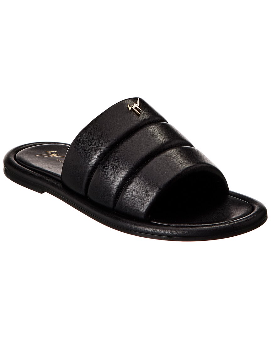 Shop Giuseppe Zanotti Kanot Leather Sandal In Black