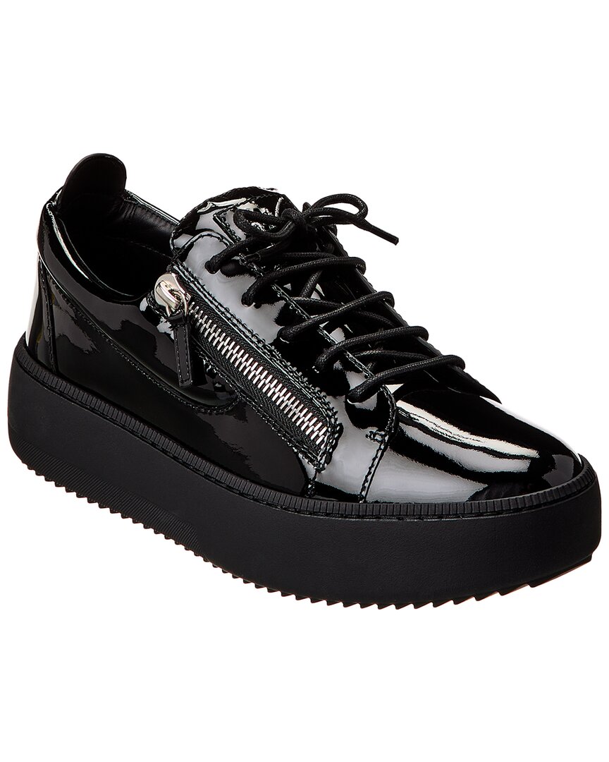 Shop Giuseppe Zanotti Zola Patent Platform Sneaker In Black