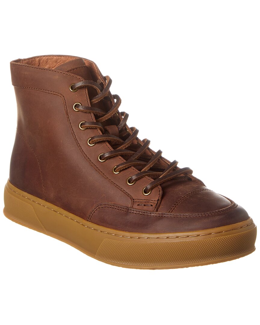 Frye Hoyt Mid Lace Leather Sneaker In Brown