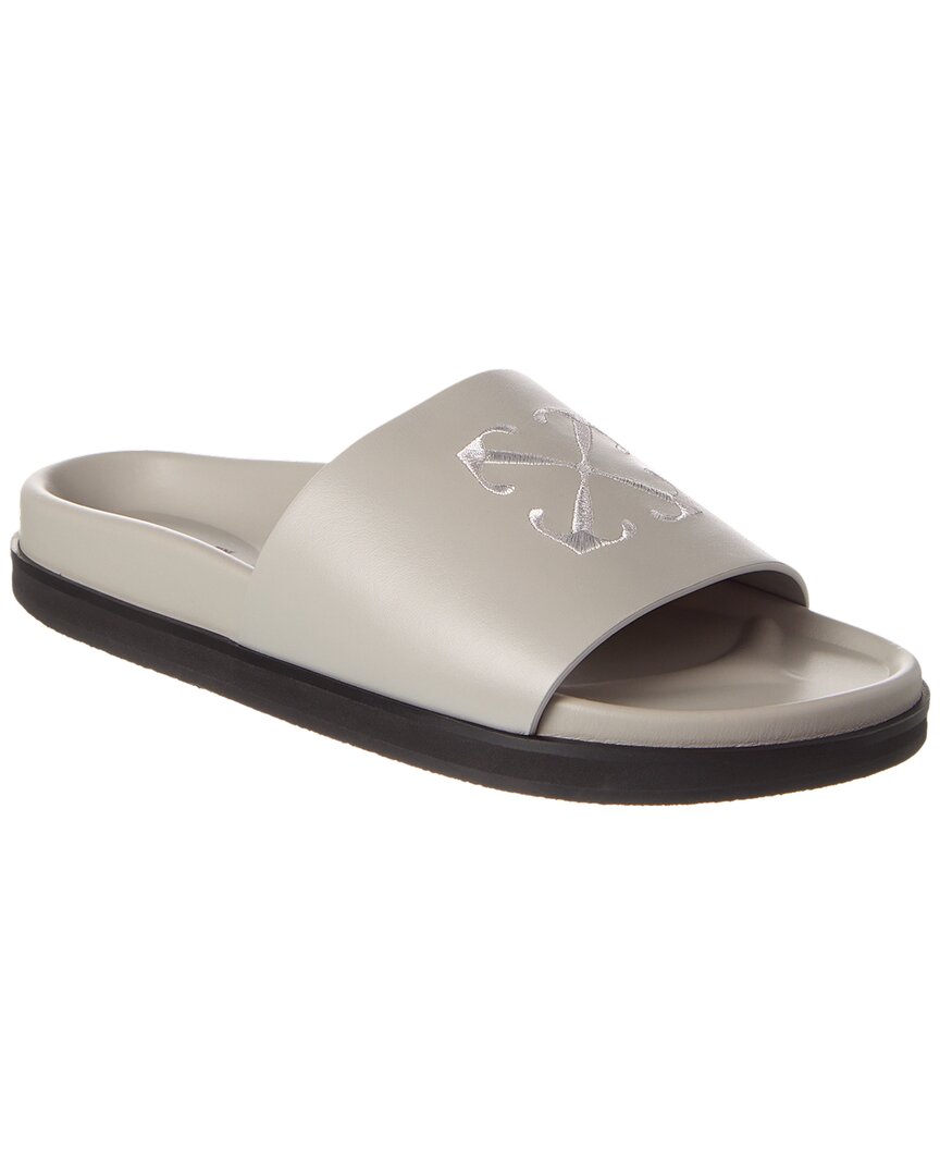 Shop Off-white ™ Pool Time Leather Slide In Grey