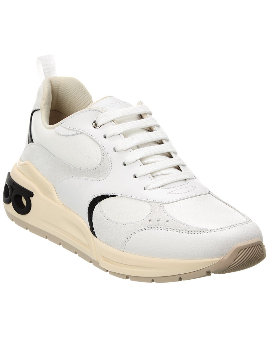 Shop Ferragamo Leather & Suede Sneaker In White