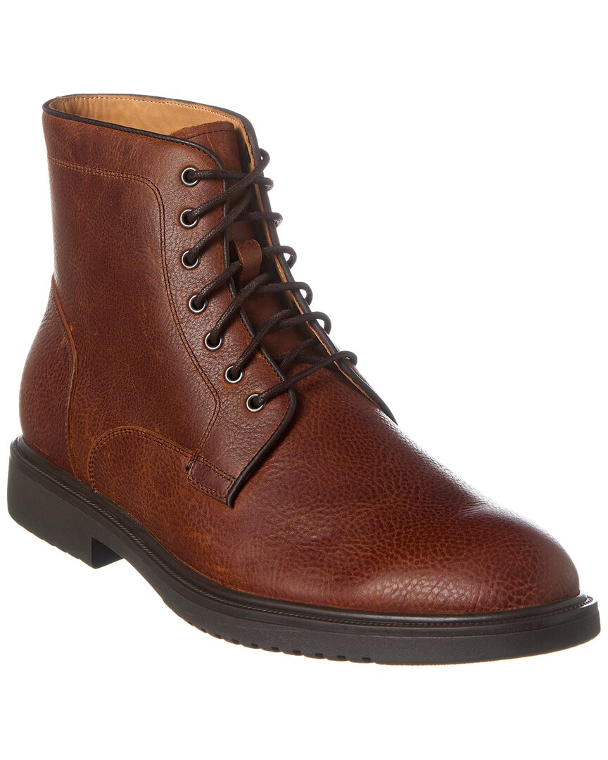 Brass Mark Plain Toe Leather Boot In Brown