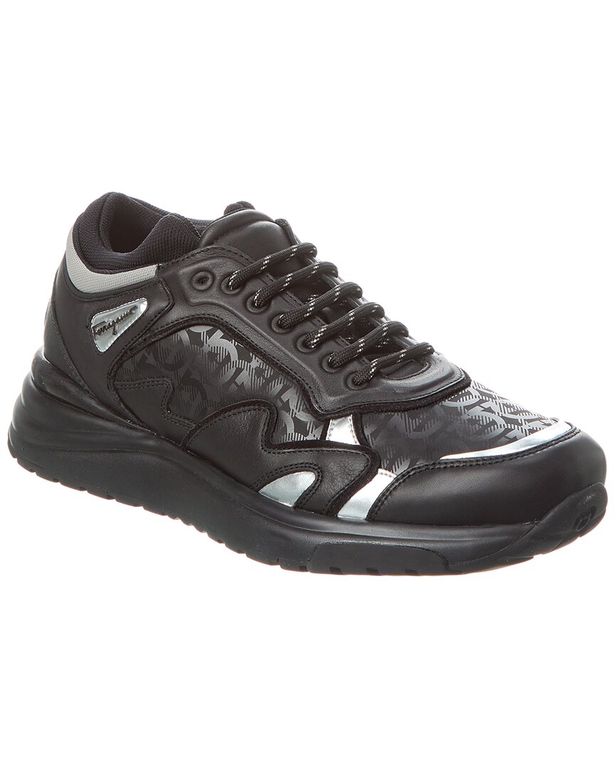 Shop Ferragamo Beck Leather Sneaker In Black