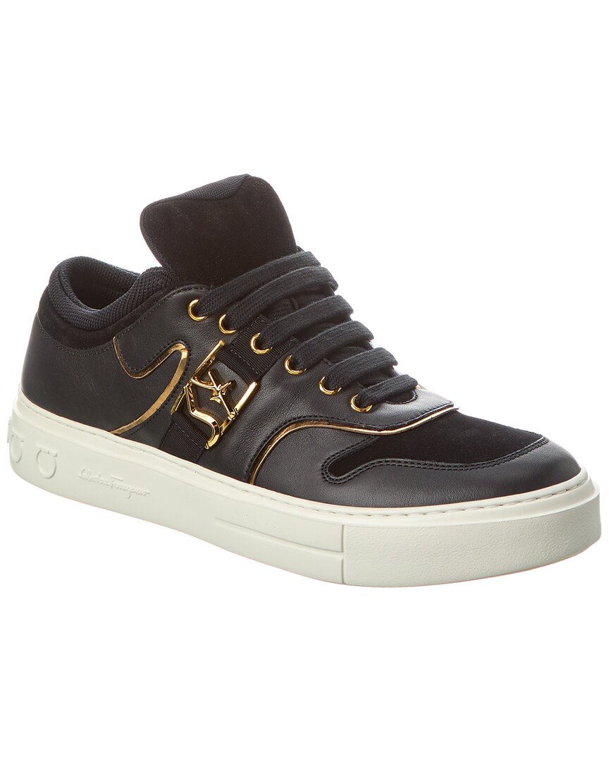 Shop Ferragamo Beck Suede & Leather Sneaker In Black