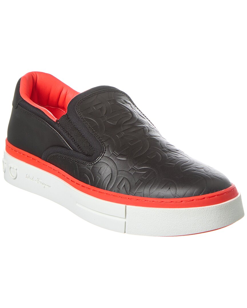 Ferragamo Mathew Leather Slip-on Sneaker In Black