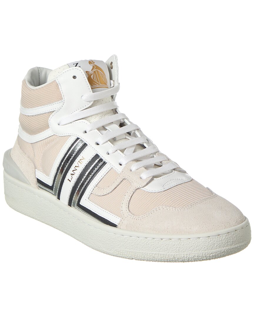 LANVIN LANVIN CLAY LEATHER & MESH HIGH-TOP SNEAKER