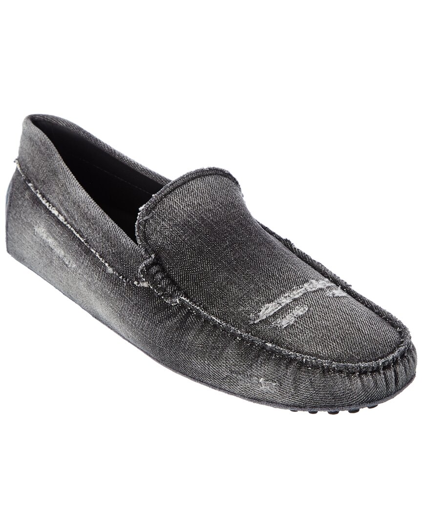 Shop Tod's Gommini Canvas Loafer In Grey
