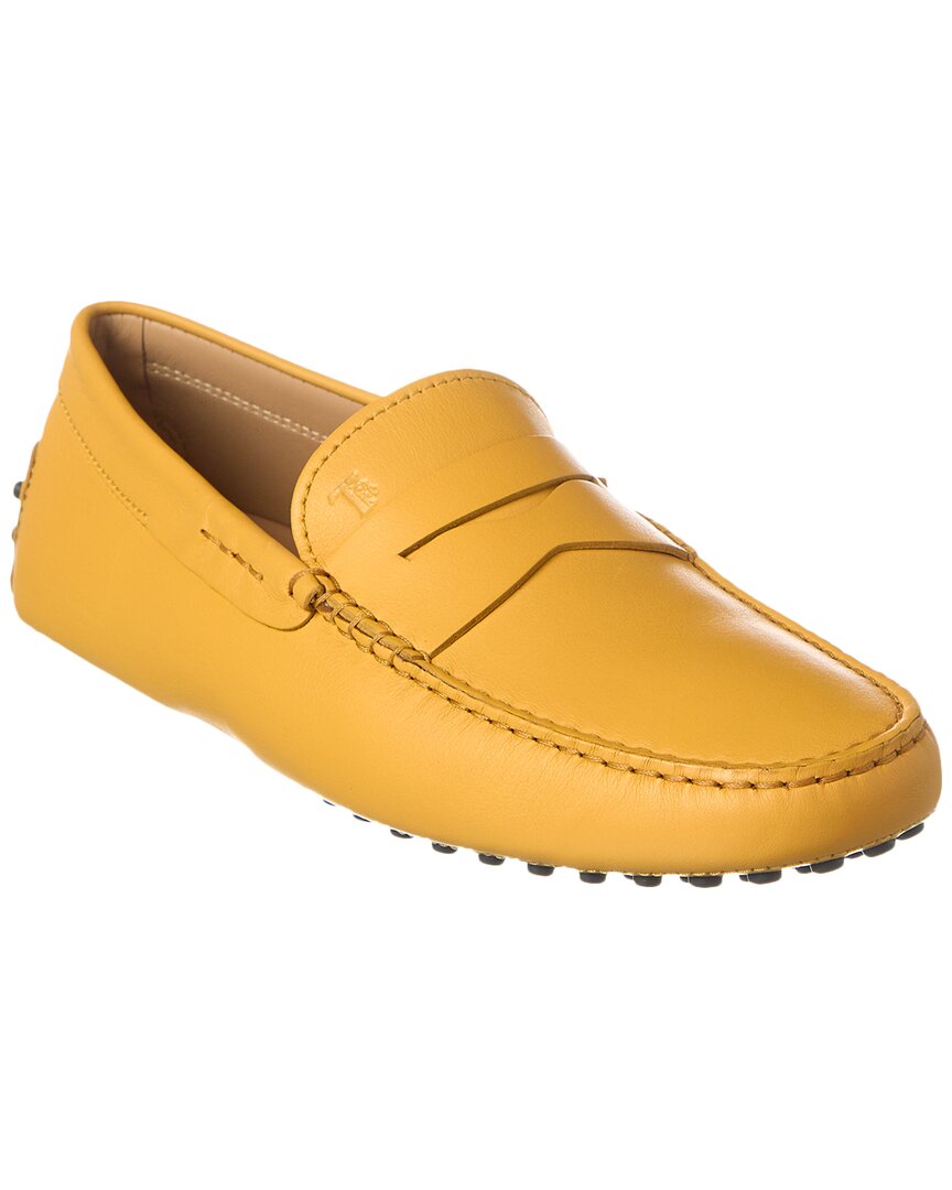 Tod's Man Loafers Marigold Size 9 Leather In Yellow