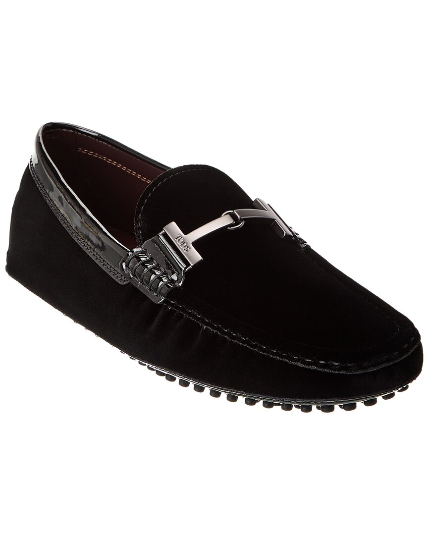 Tod's Velvet & Patent Loafer In Black