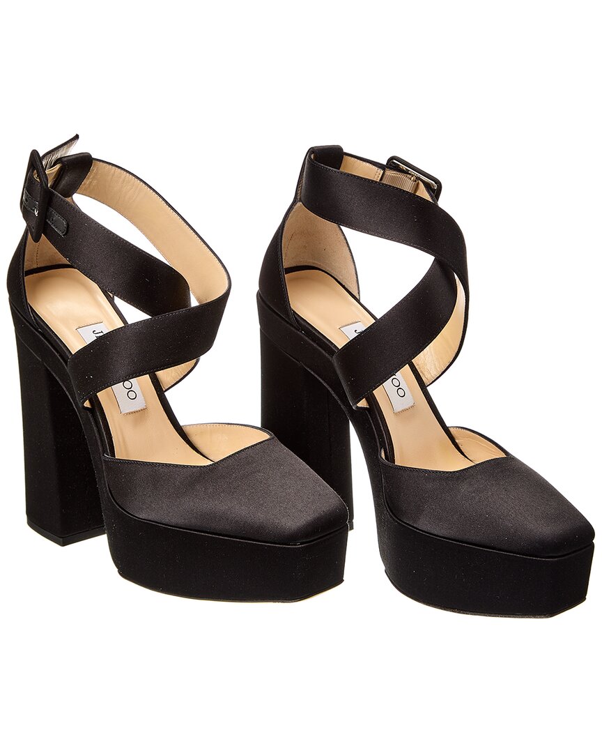 Jimmy Choo Gian 140 Platform Leather Pumps In Black