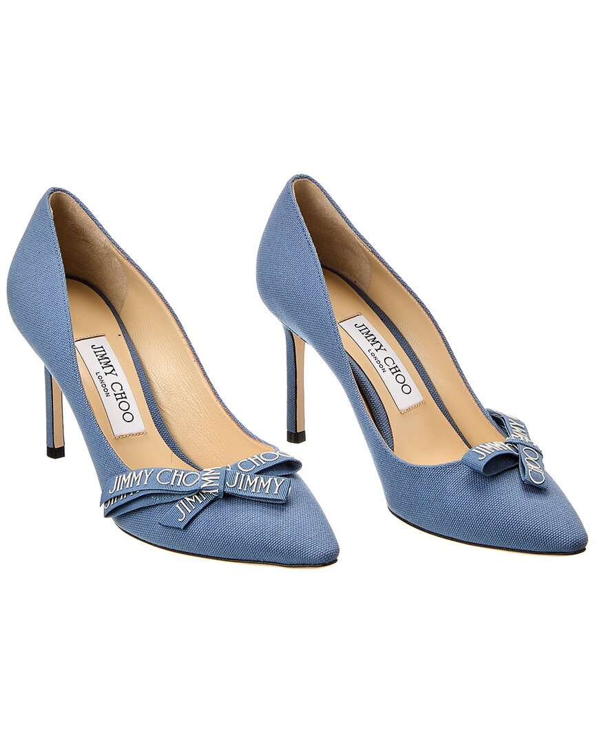 Jimmy Choo Romy 85 Linen Pump In Blue