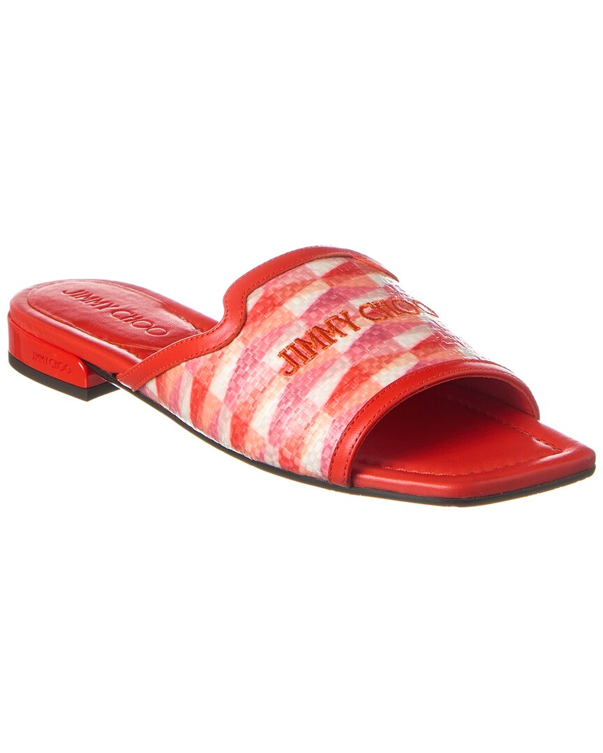 Shop Jimmy Choo Nako Woven & Leather Flat In Pink