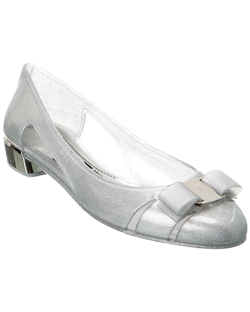 Ferragamo Jelly Ballet Flats In Silver