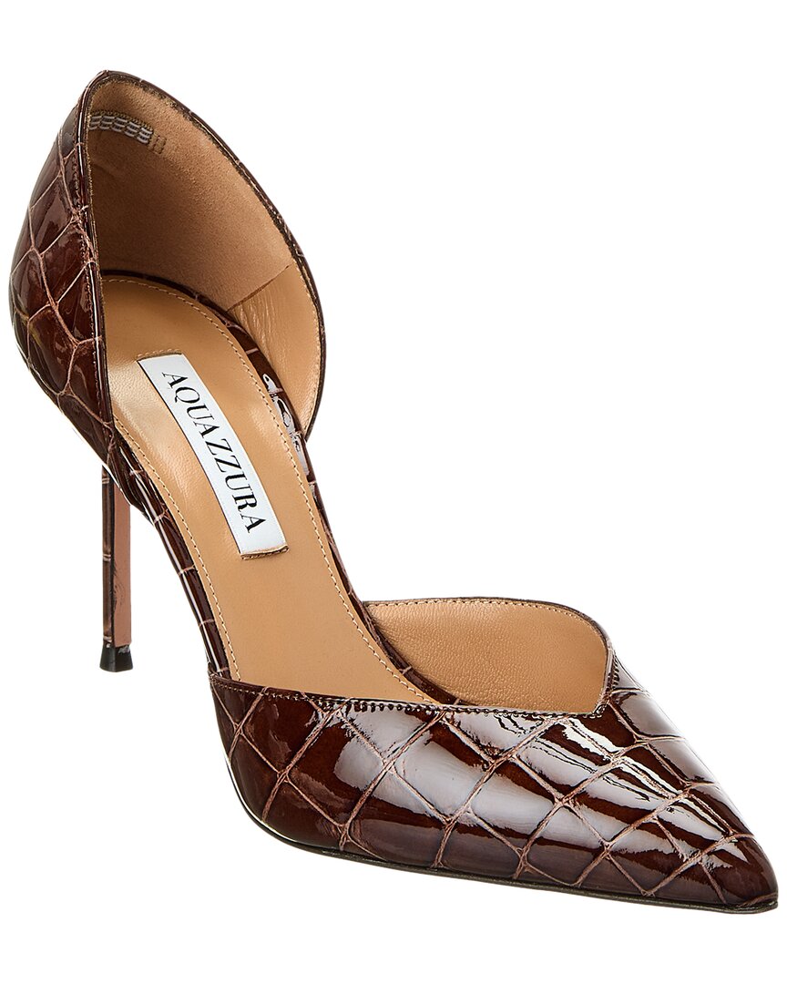 Aquazzura Uptown 85 Patent Leather Pumps In Brown