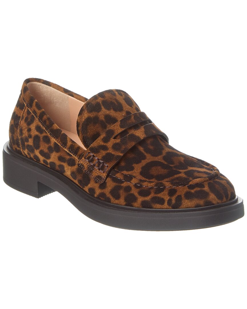 Gianvito Rossi Suede Flat Penny Loafers In Brown