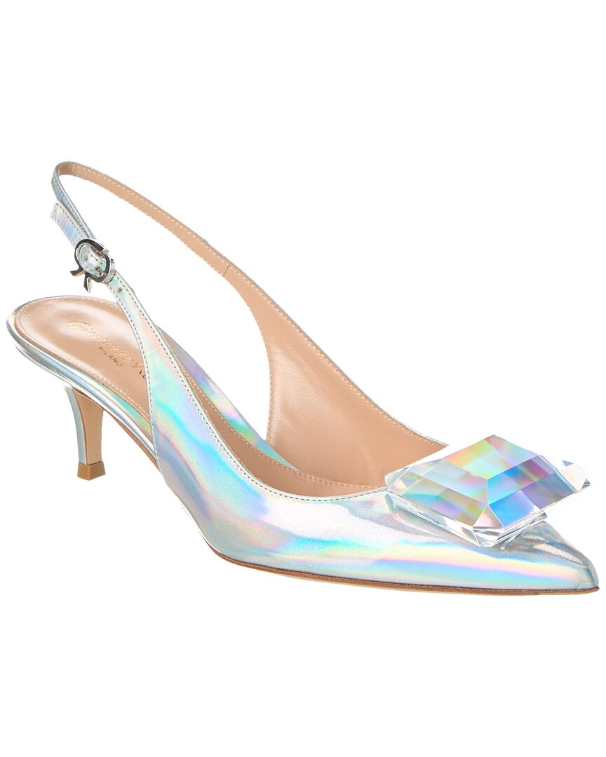 Gianvito Rossi Jaipur 55 Leather Slingback Pump In Silver