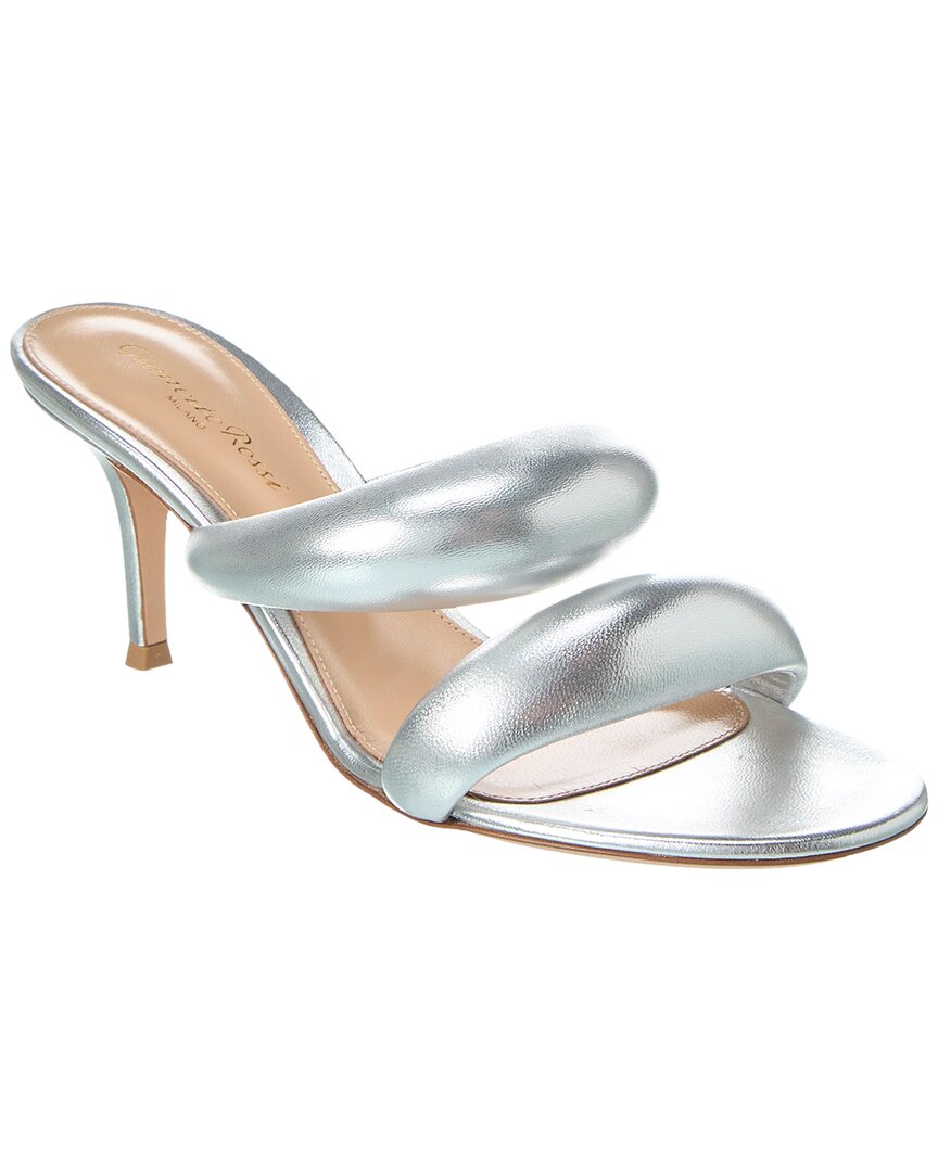 Gianvito Rossi Bijoux Slide 70 Leather Sandal In Silver