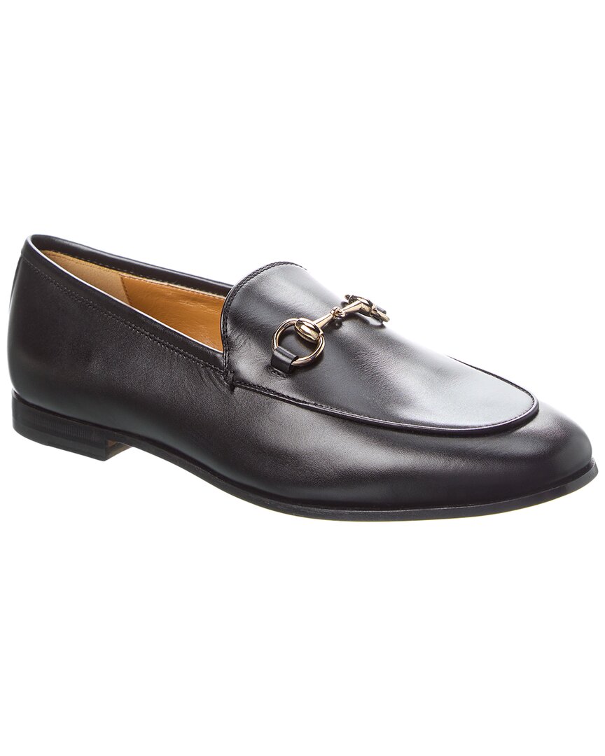 Gucci Polished Black Leather Loafers With Gold-tone Hardware In Black
