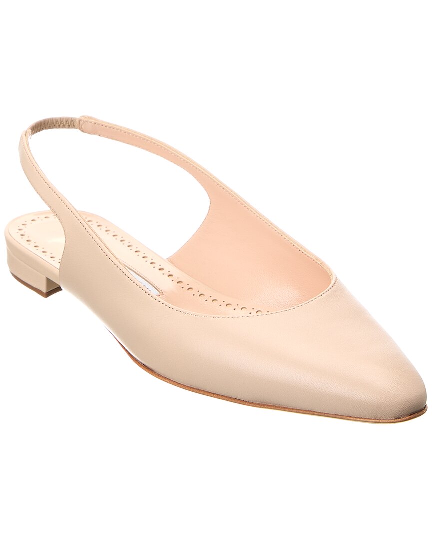 Manolo Blahnik Sawra Leather Slingback Flat In Brown