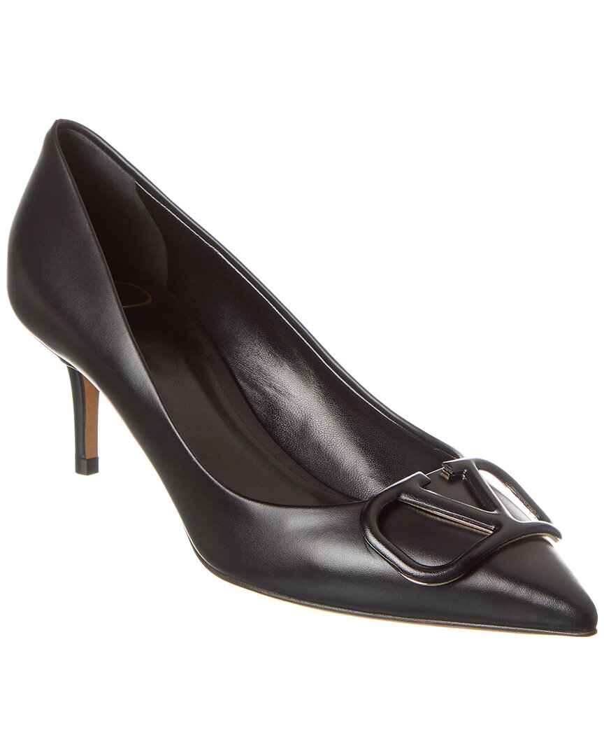 Valentino Vlogo 60mm Leather Slingback Pumps In Black