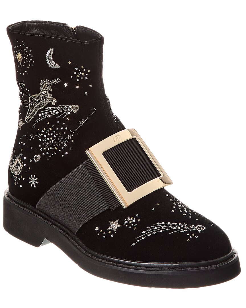 Roger Vivier Velvet Boot In Black