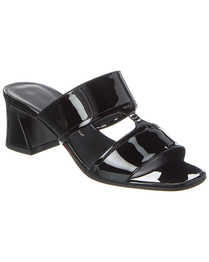 Ferragamo Tot Patent Sandal In Black