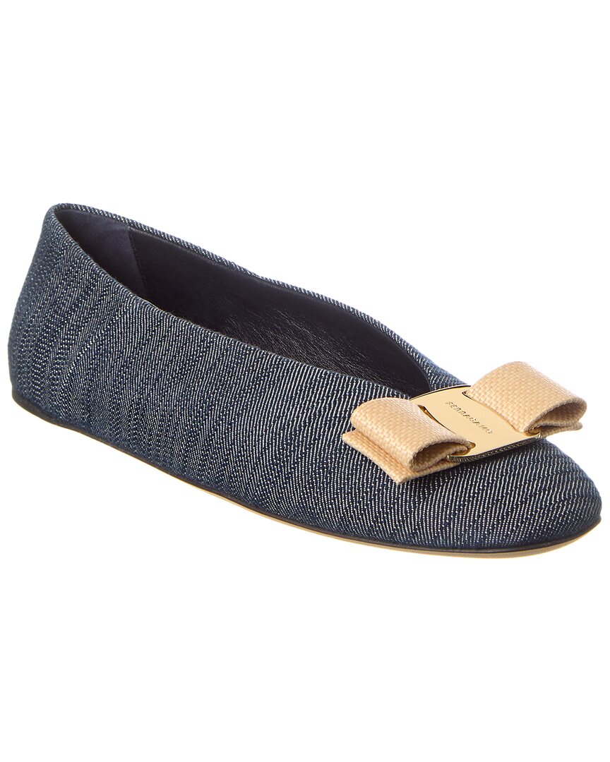 Ferragamo Denim Ballet Flats For In Blue