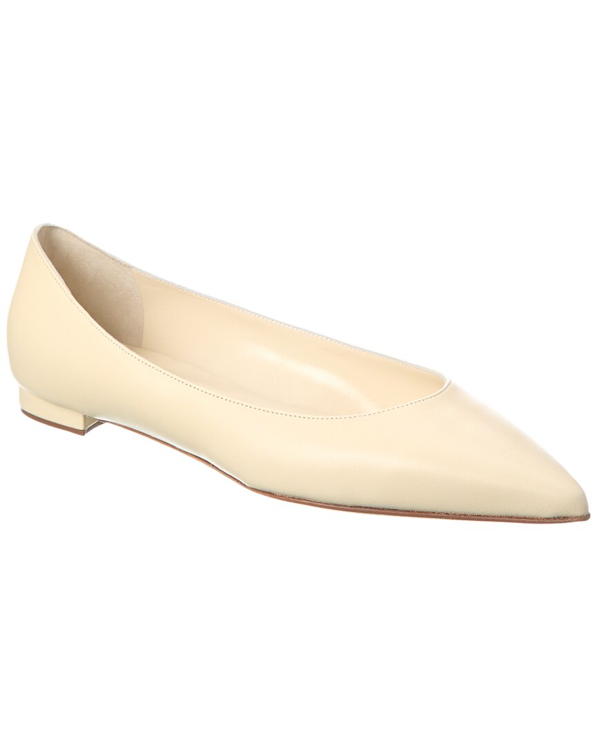 Manolo Blahnik Kietta Leather Flat In White