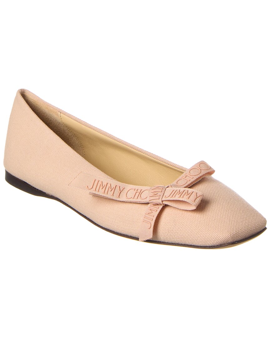 Jimmy Choo Veda Linen Ballerina Flat In Brown