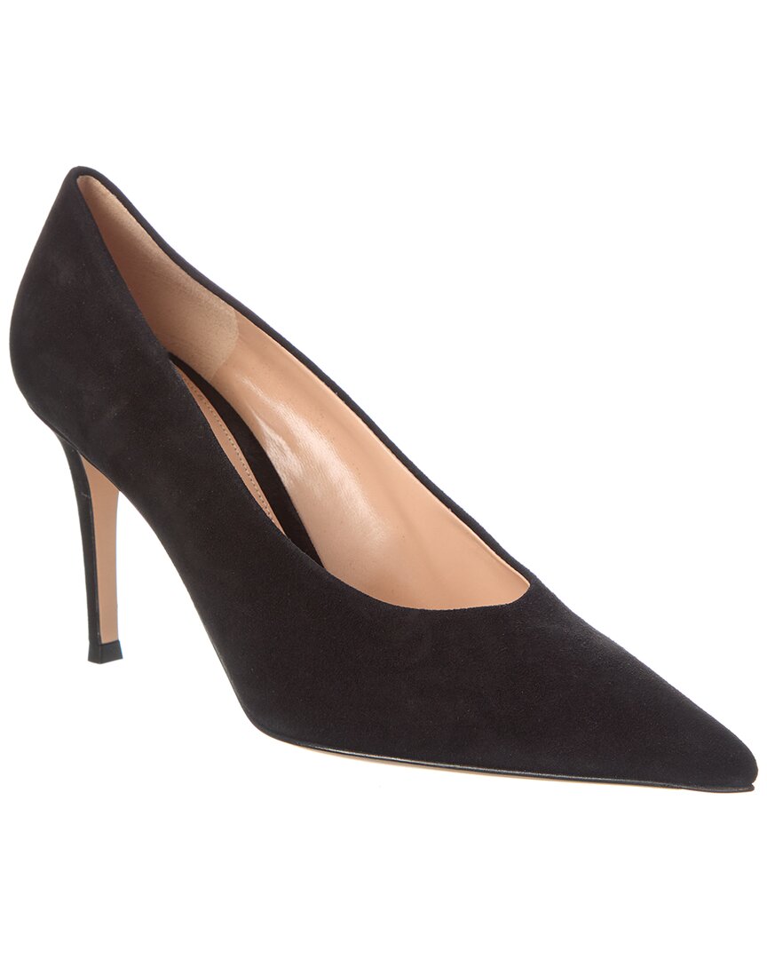 Shop Gianvito Rossi Robbie 85 Suede Pump In Black