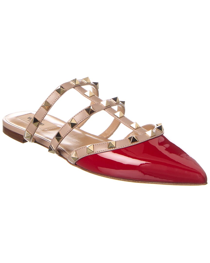 Valentino Pointed Toe Studded Leather Slippers In Pink