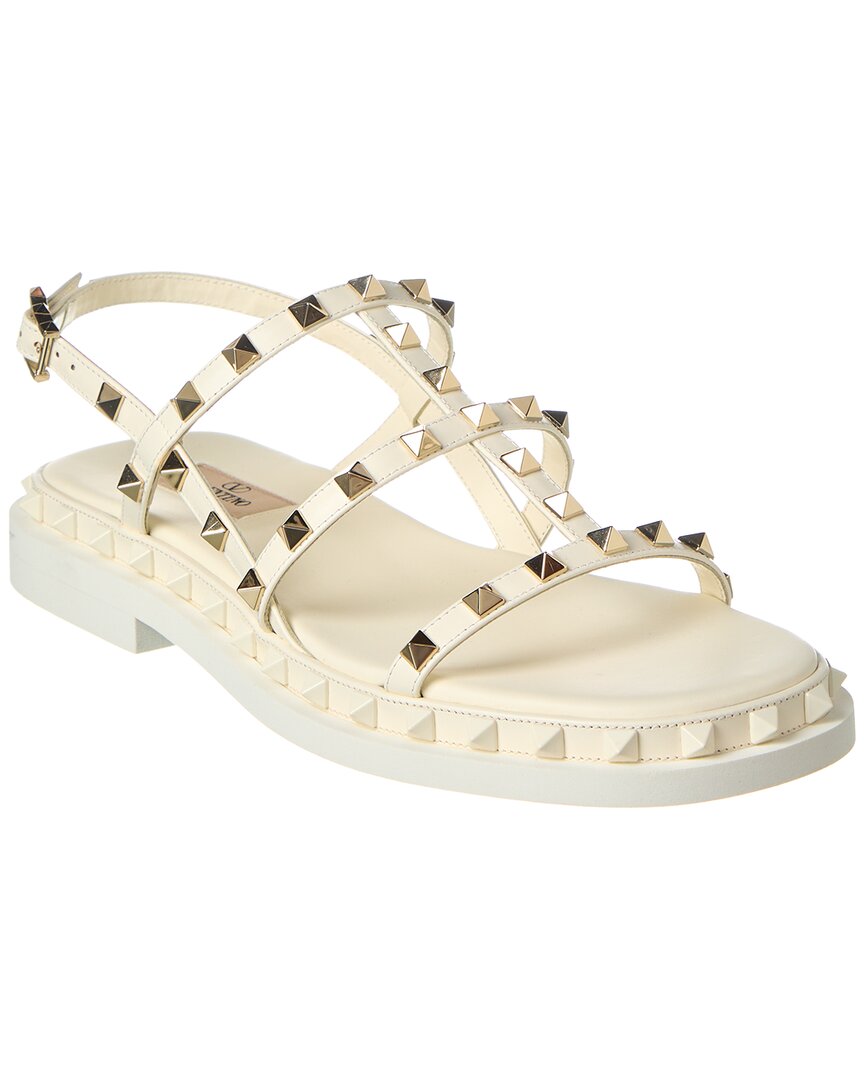 Valentino White Rockstud M-way Sandals In White