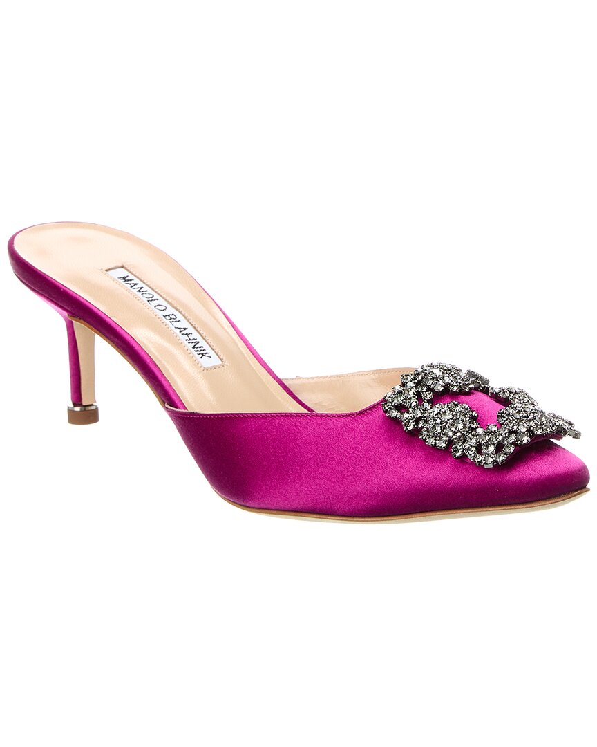 Manolo Blahnik Hangisimu 50 Satin Slingback Pump In Pink