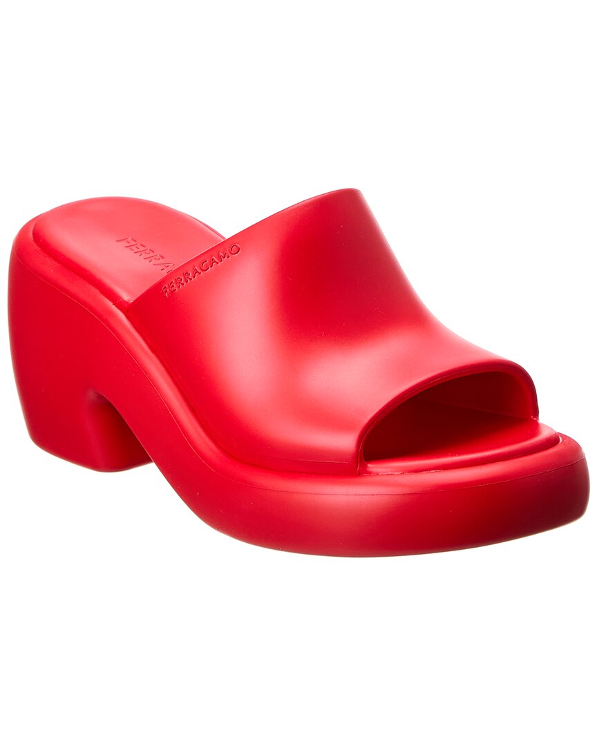 Ferragamo Platform Slide Sandal In Red