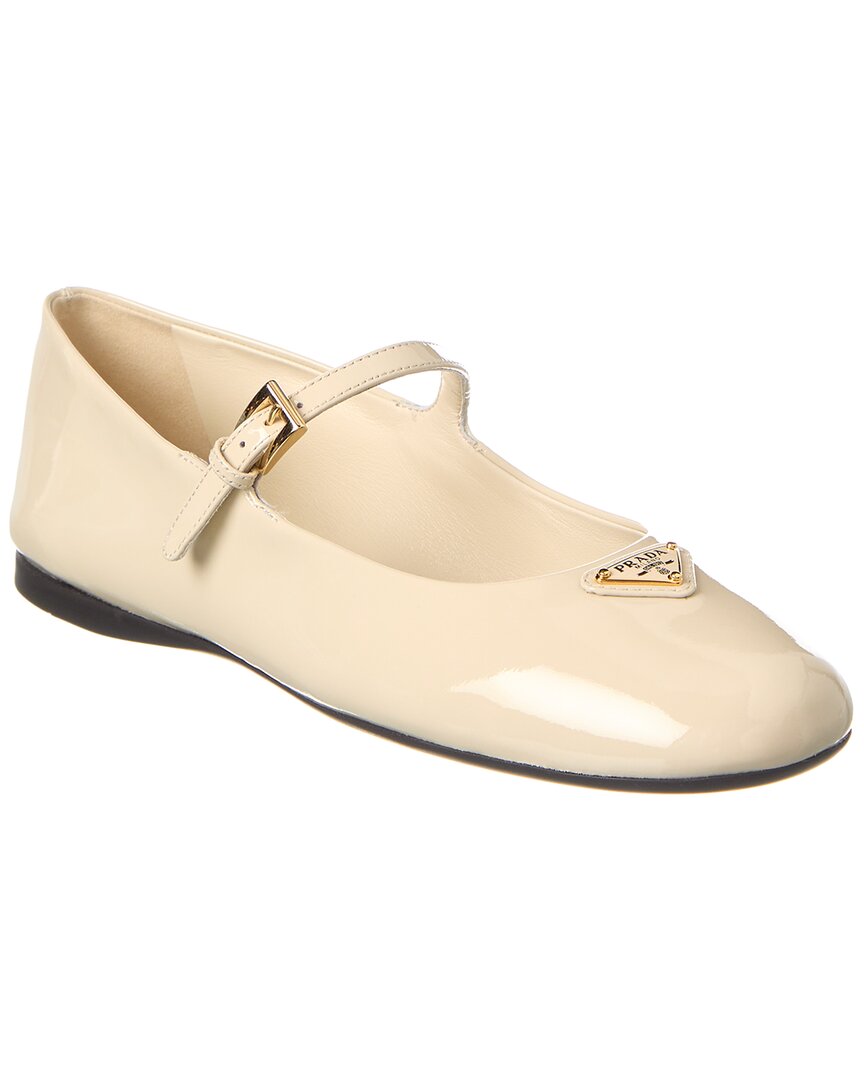 PRADA PRADA LOGO PATENT BALLERINA FLAT