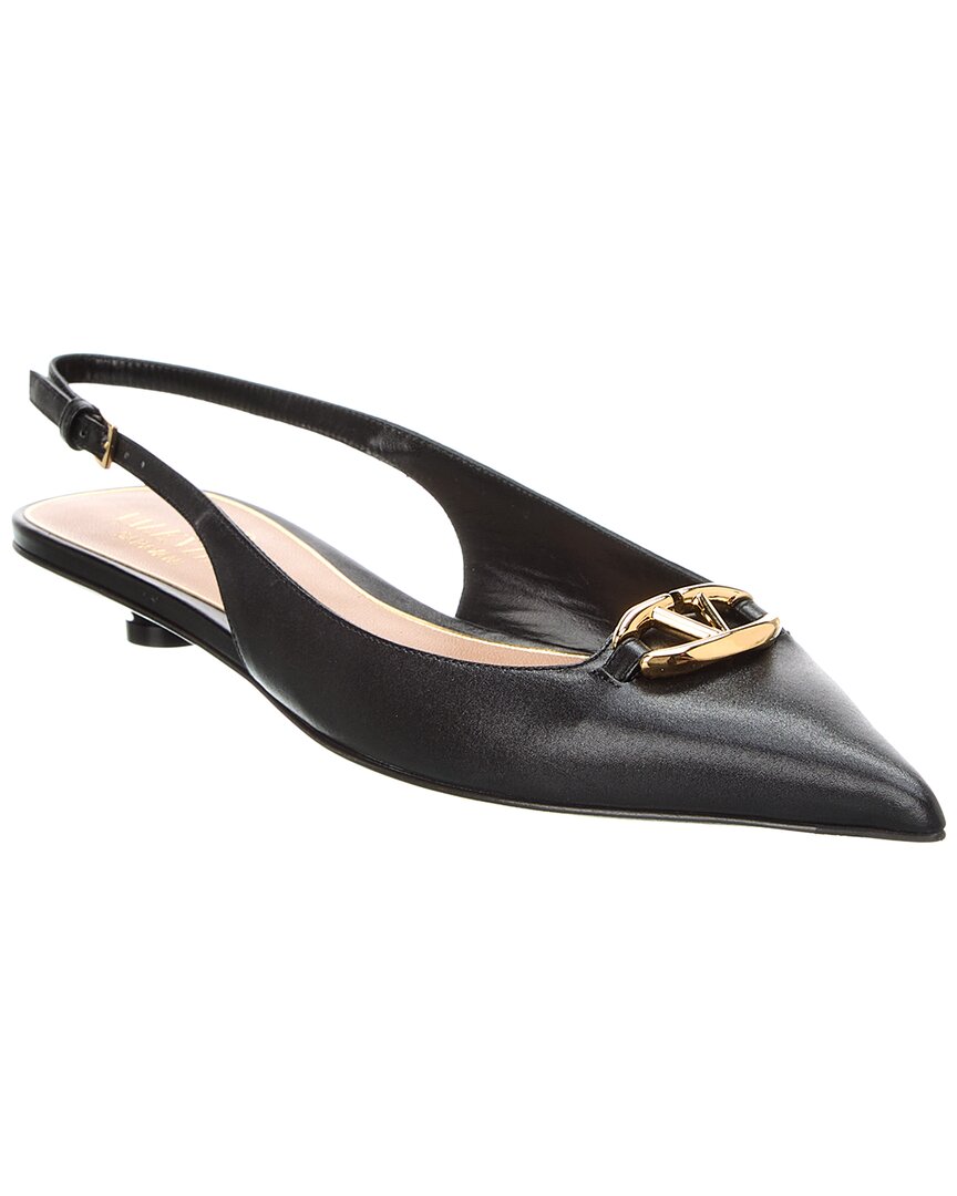 Valentino Vlogo Signature Leather Slingback Pump In Black