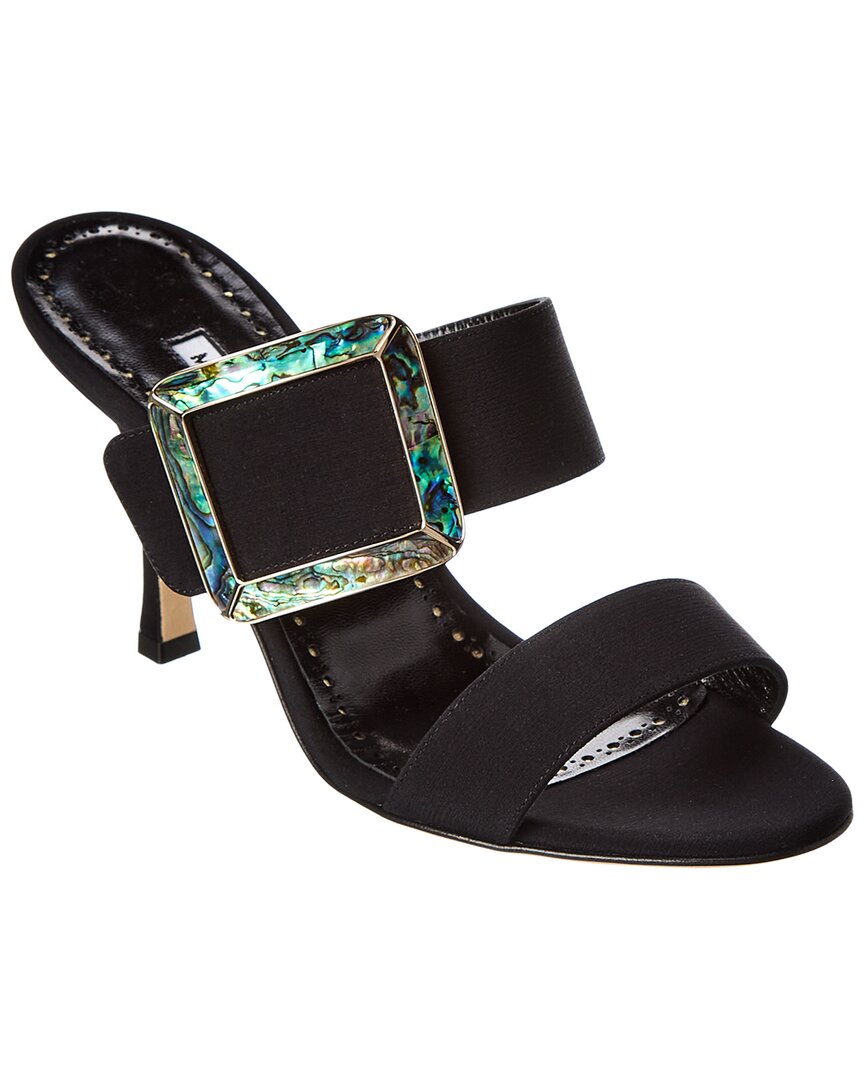 Manolo Blahnik Logo High-heeled Sandals In Black