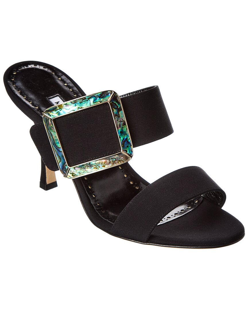 Shop Manolo Blahnik Gable 90 Silk Sandal In Black