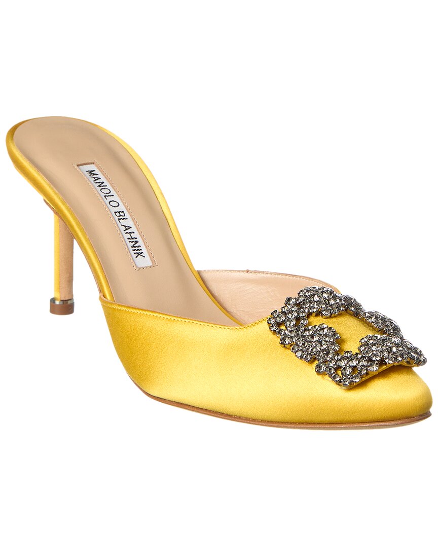 Manolo Blahnik Hangisimu 50 Satin Mule In Yellow