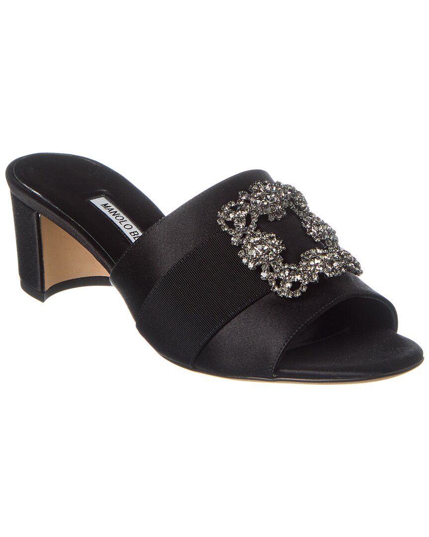 Manolo Blahnik Marta New 50 Satin Sandal In Black
