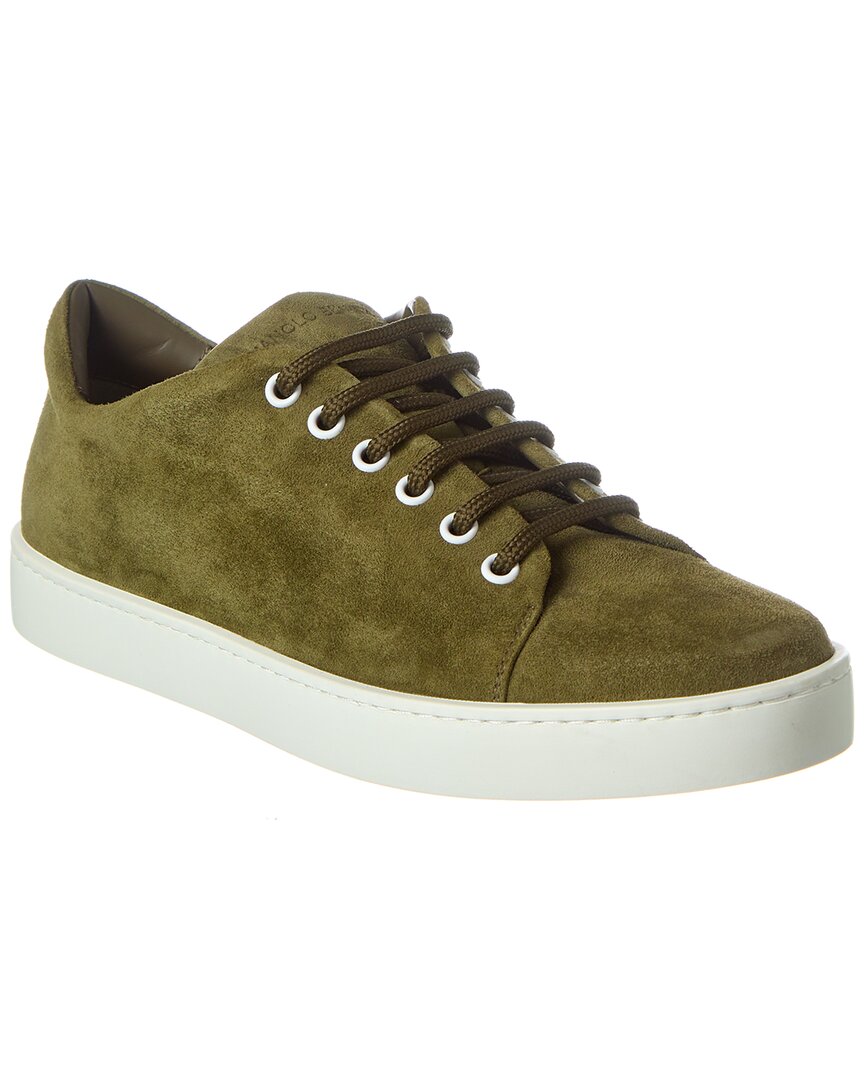 Manolo Blahnik Semanada Suede Sneaker In Green