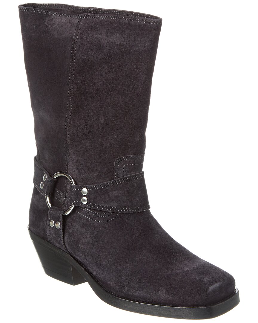 Isabel Marant Antya Suede Harness Moto Boots In Black
