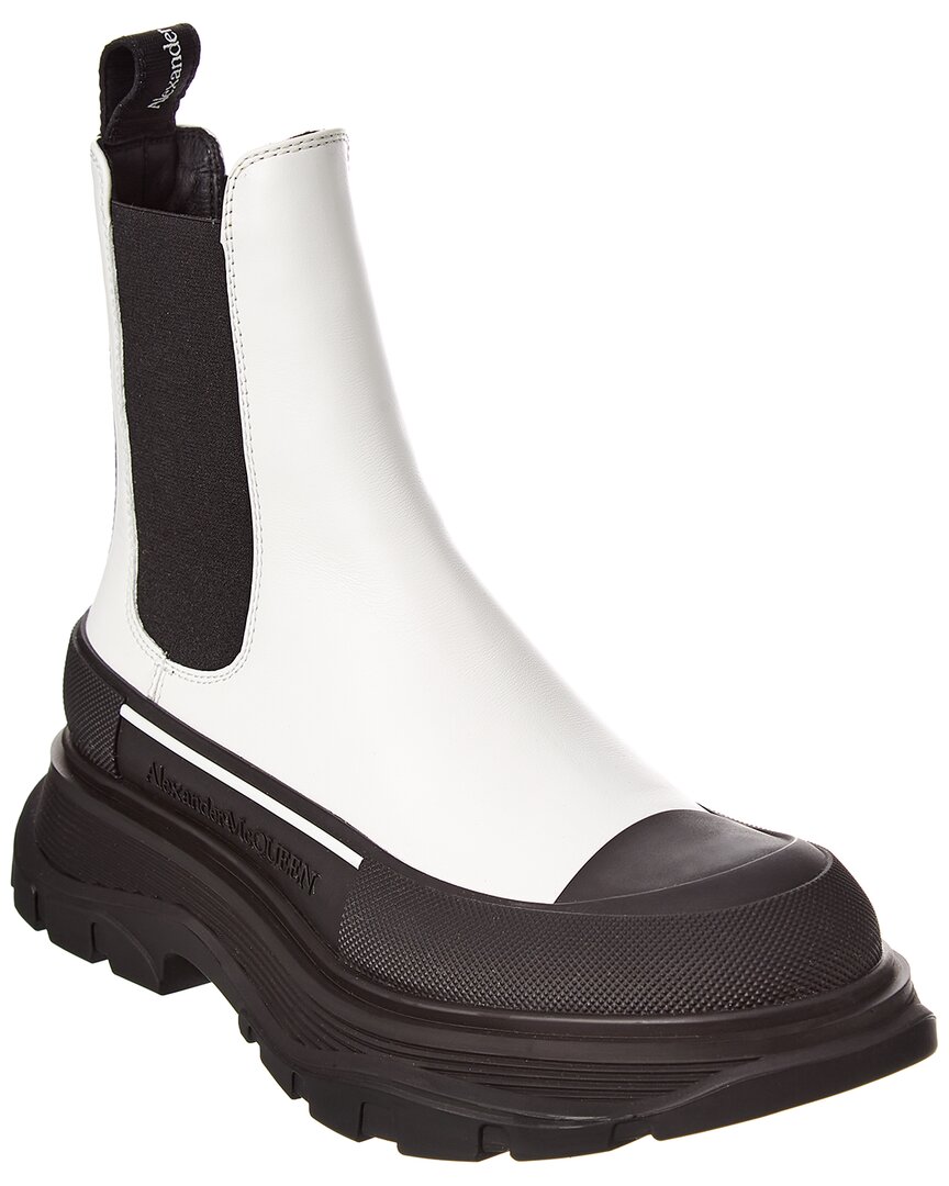 Shop Alexander Mcqueen Tread Slick Leather Boot In White