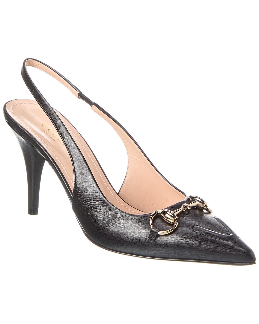 Gucci Horsebit Gg 45 Leather Slingback Pumps