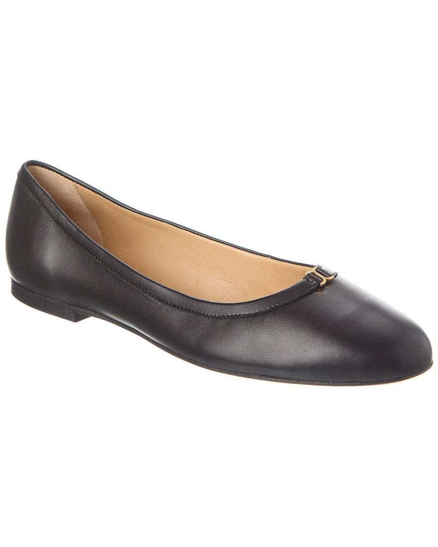 Shop Chloé Lauren Leather Ballerina Flat In Black
