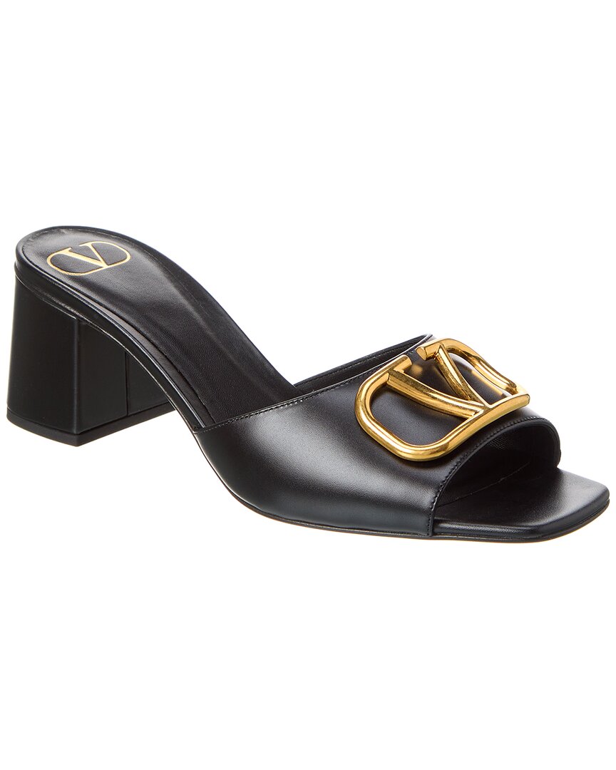 Valentino Black Vlogo Signature Slide Heeled Sandals In Multi