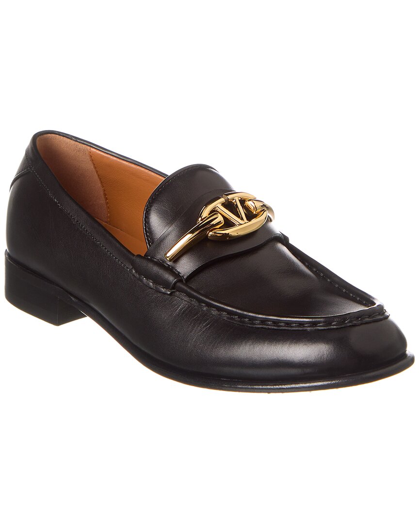 Valentino Vlogo Leather Loafer In Black