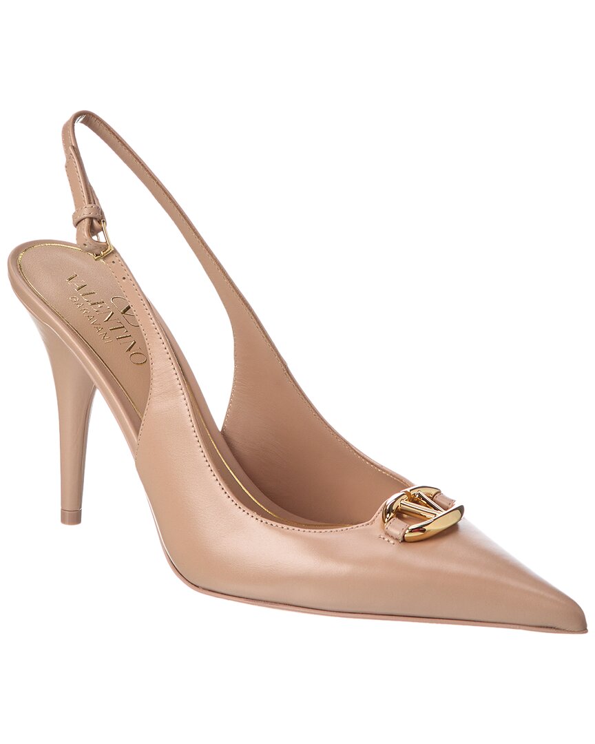 Valentino Vlogo The Bold Pointed Toe Slingback Pumps In Pink