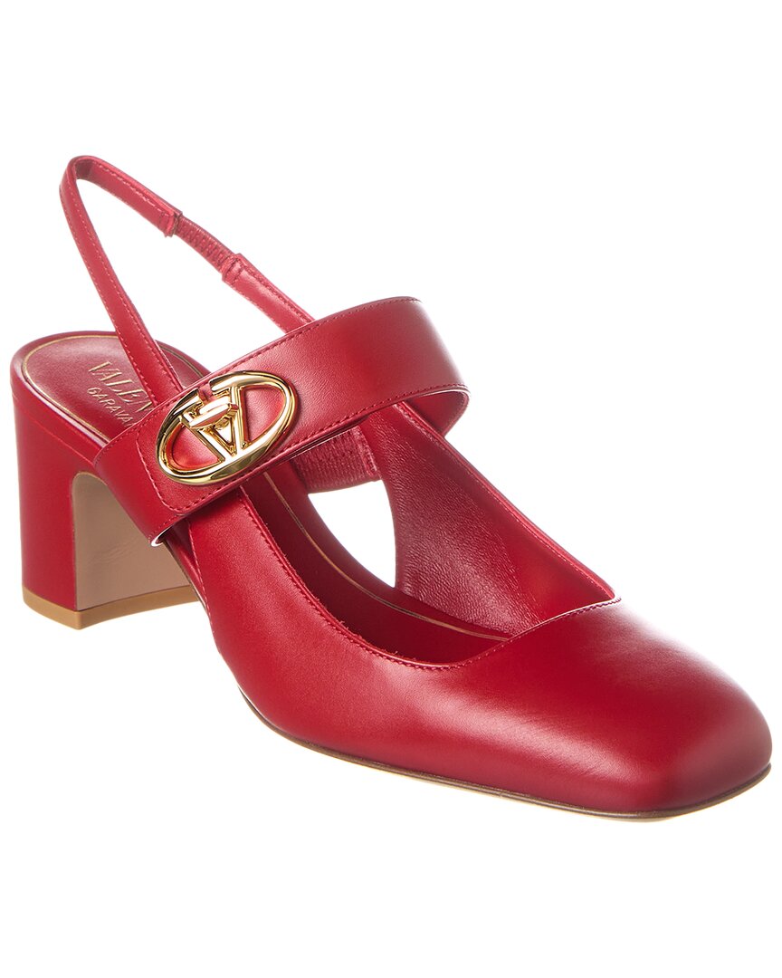 Valentino Vlogo Locker 60 Mary-jane Slingback Pumps In Patent Leather In Red