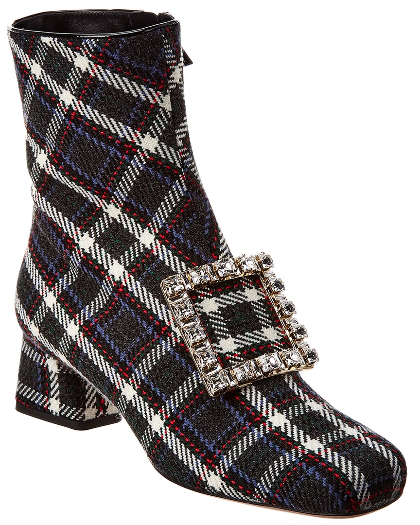 Roger Vivier Tartan Bootie In Black